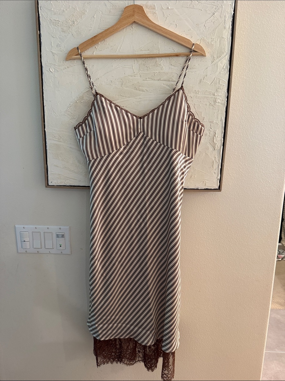 Abercrombie & Fitch Brown and Cream Striped Slip Dress